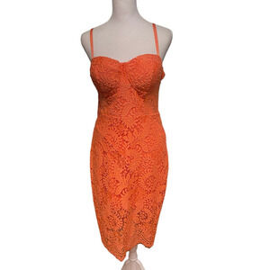 Bebe Orange Lace Midi Dress